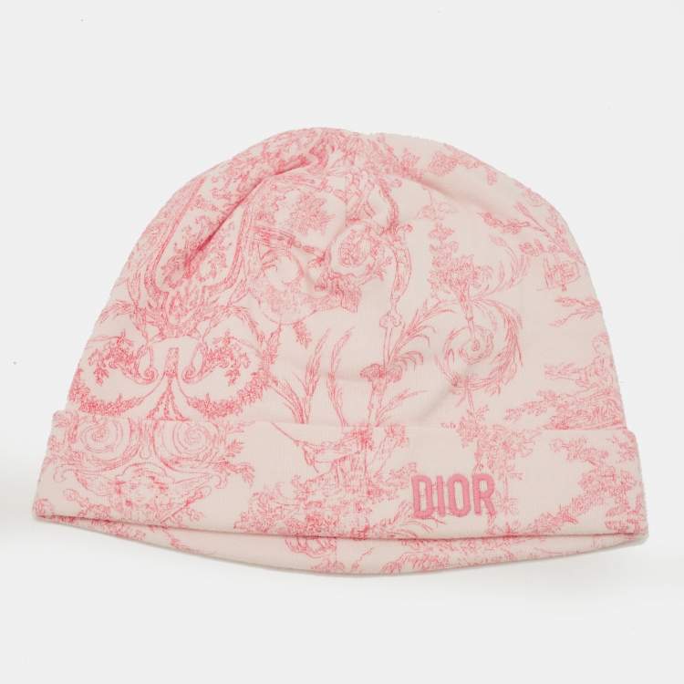 Pre Owned Baby Dior Pink Toile de Jouy Print Cotton Cap 