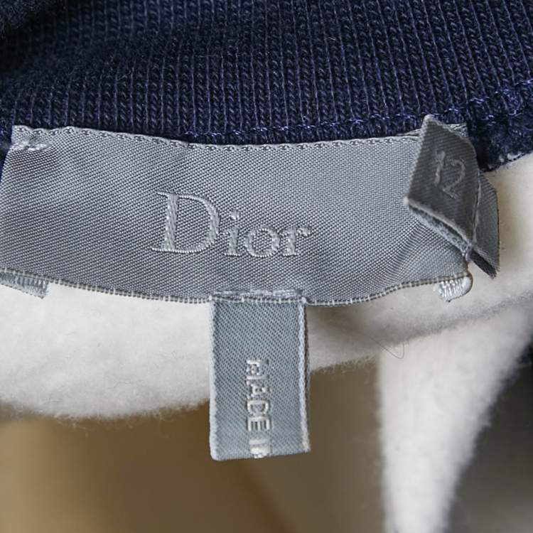 Pre Owned Dior Kids Blue/White Cotton Varsity Jacket 12Yrs