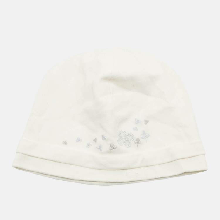 Pre Owned Dior Baby Ivory Embroidered Cotton Hat Size T1