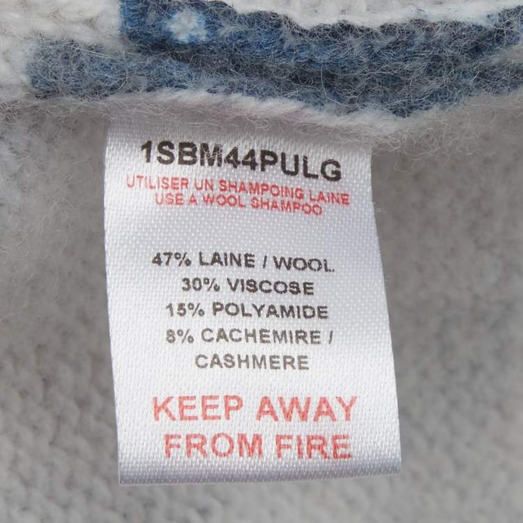 Pre Owned Baby Dior White/Blue Dior Oblique Pattern Sweater and Pants Set 24M