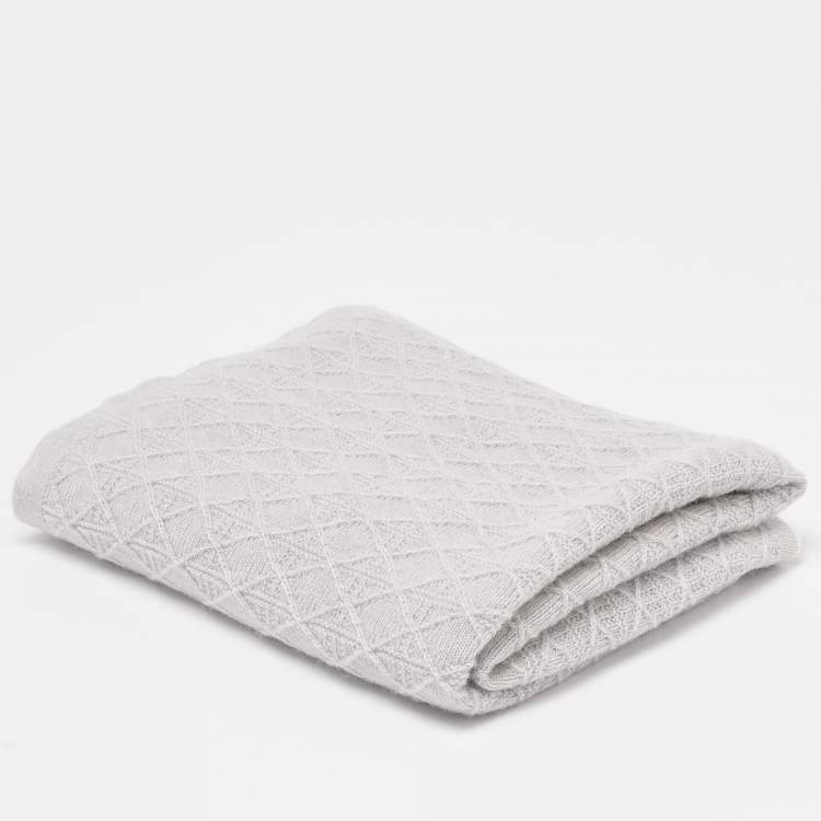 Pre Owned Dior Baby Grey Cashmere Knit Blanket