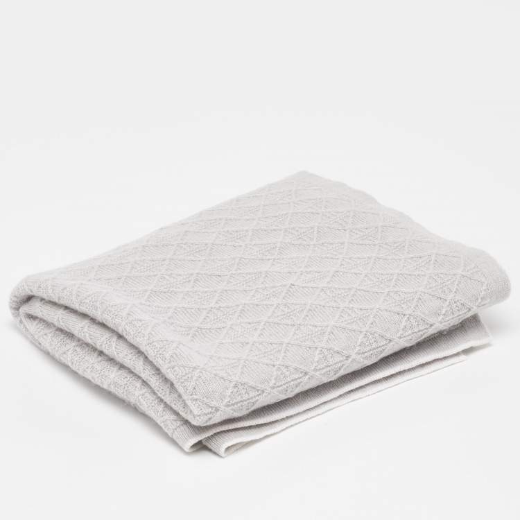 Pre Owned Dior Baby Grey Cashmere Knit Blanket