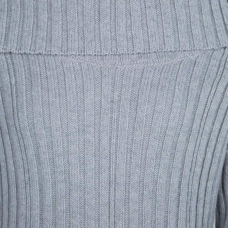 Pre Owned Dior Grey Ribbed Knit Turtleneck Sweater Dress 12 Yrs