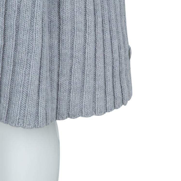 Pre Owned Dior Grey Ribbed Knit Turtleneck Sweater Dress 12 Yrs