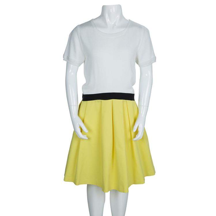 Pre Owned Dior Colorblock Pleated Short Sleeve Dress 12 Yrs