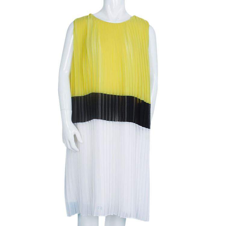 Pre Owned Dior Colorblock Pleated Sleeveless Dress 12 Yrs