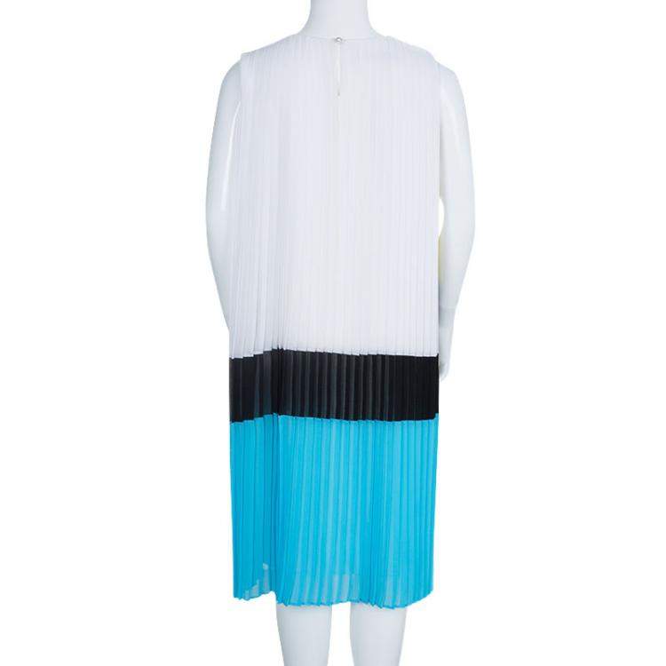Pre Owned Dior Colorblock Pleated Sleeveless Dress 12 Yrs