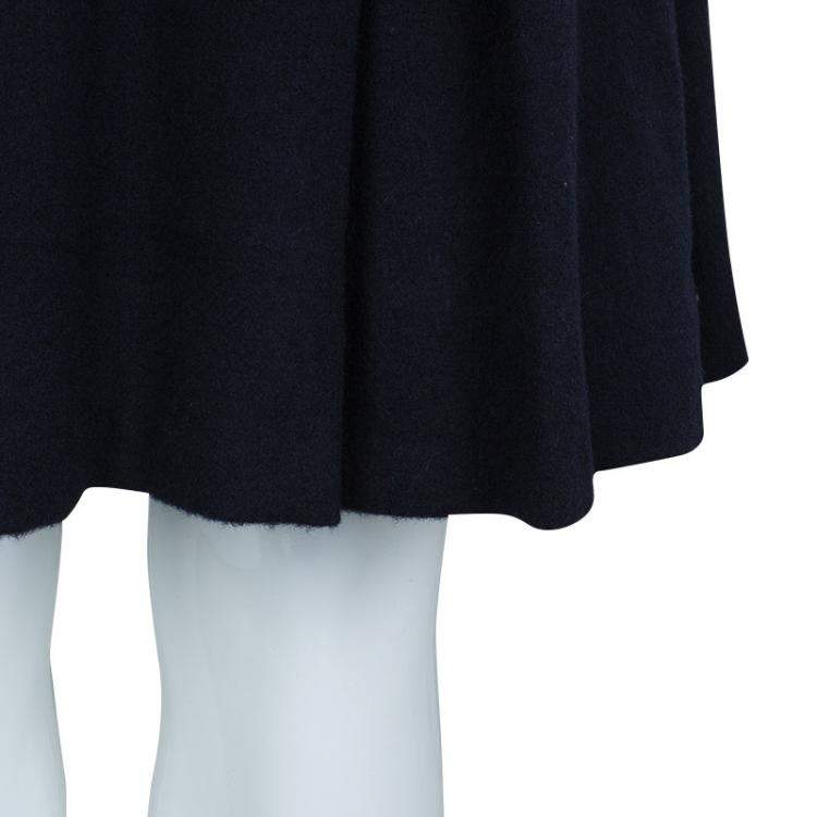 Pre Owned Dior Black Wool and Jersey Box Pleat Detail Long Sleeve Dress 10 Yrs