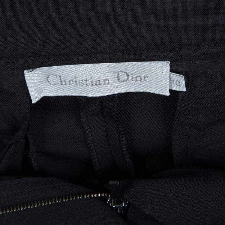 Pre Owned Dior Black Wool Tapered Trousers 10 Yrs