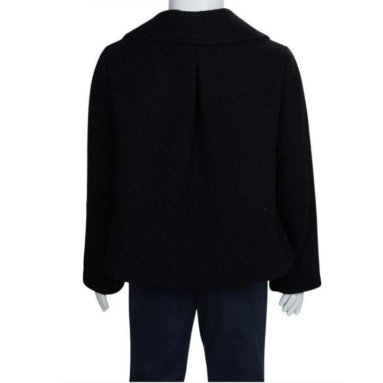 Pre Owned Dior Black Textured Wool Coat 6 Yrs