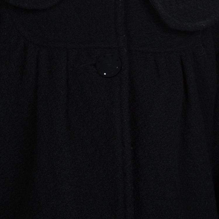 Pre Owned Dior Black Textured Wool Coat 6 Yrs