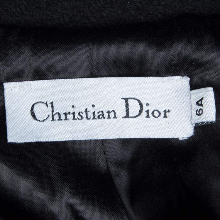 Pre Owned Dior Black Textured Wool Coat 6 Yrs