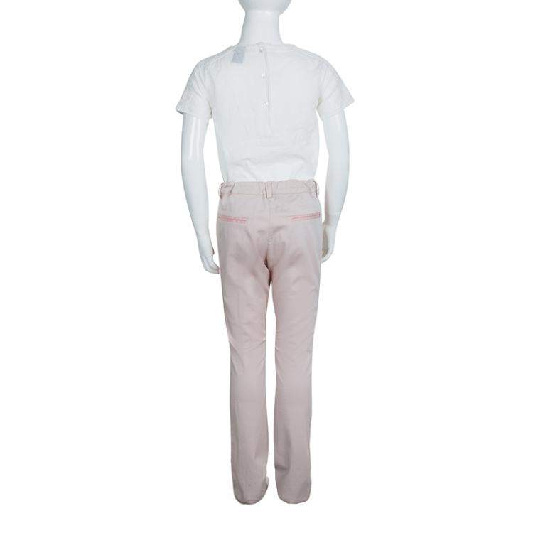 Pre Owned Dior Pink Side Stripe Detail Skinny Trousers 10 Yrs