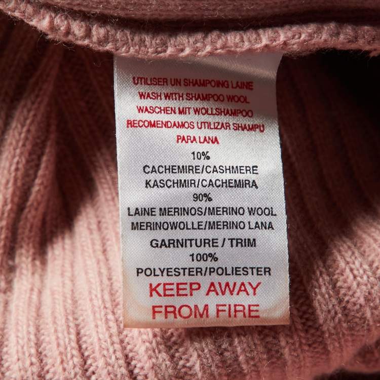 Pre Owned Christian Dior Kid Vintage Pink Rib Knit Wool Trotter Print Paneled Cardigan 10 Yrs