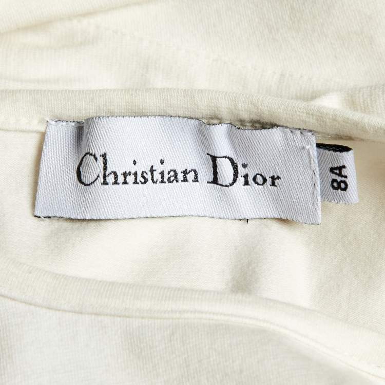 Pre Owned Christian Dior Kids Off-White Tufted Cotton Top 8 Yrs