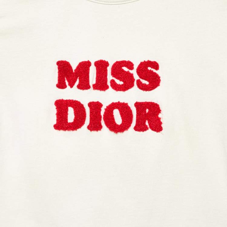 Pre Owned Christian Dior Kids Off-White Tufted Cotton Top 8 Yrs