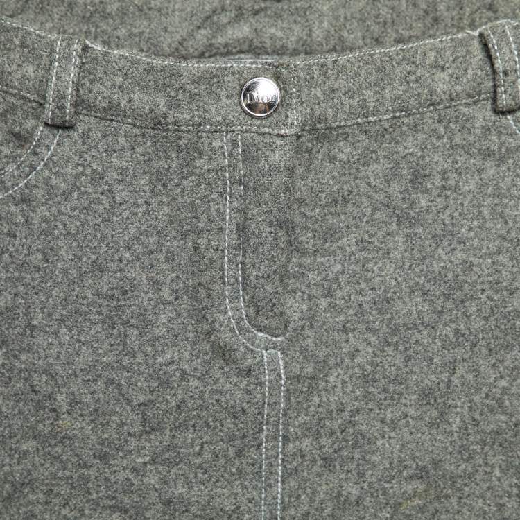 Pre Owned Dior Kids Grey Wool Mini Skirt 6 Yrs