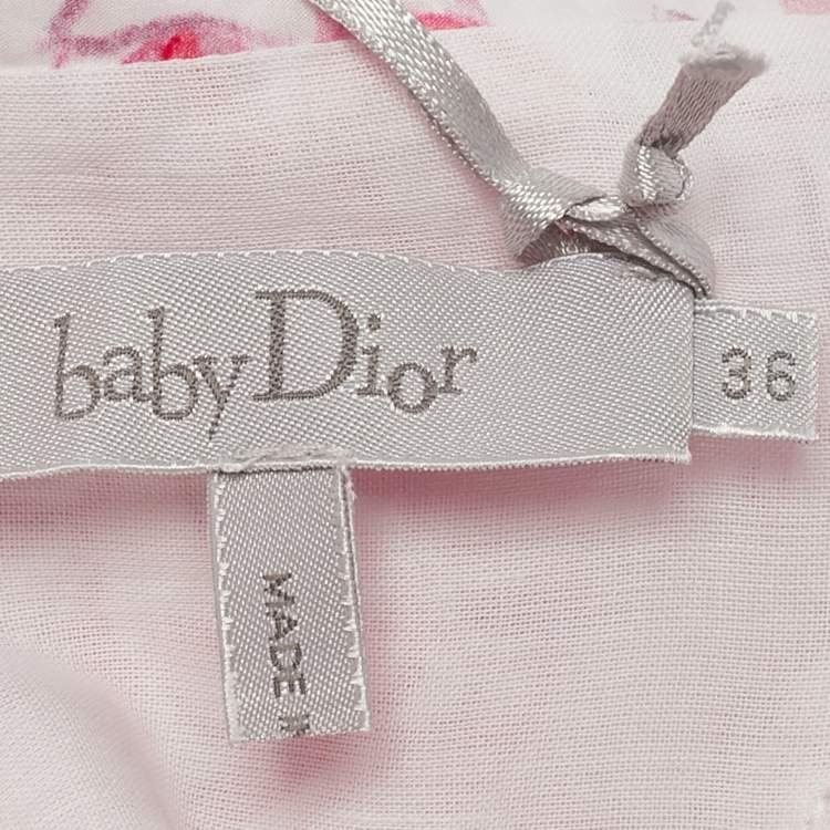 Pre Owned Baby Dior Pink Printed Cotton Dress and Shorts Set 36 M
