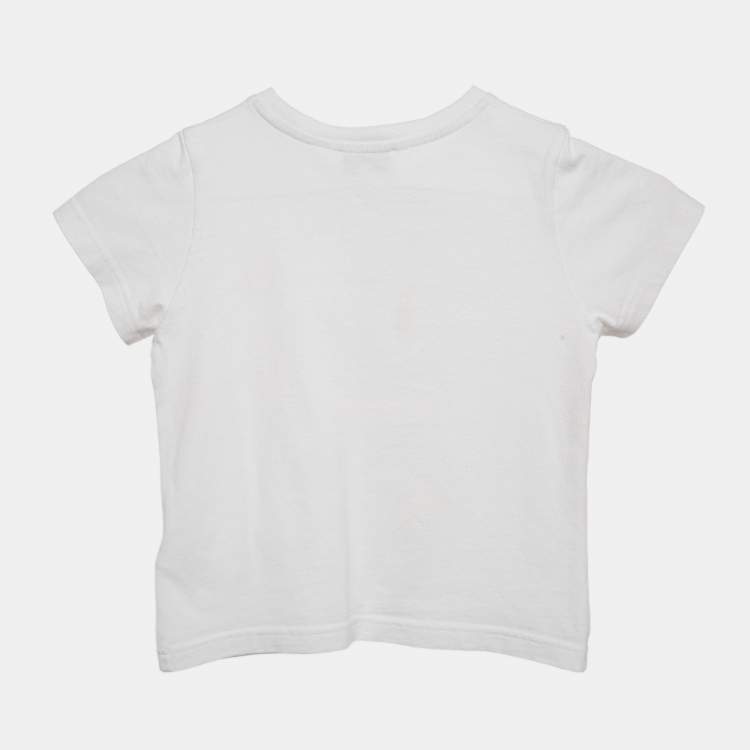 Pre Owned Dior Kids White Logo Embossed Cotton Crew Neck T-Shirt 4 Yrs