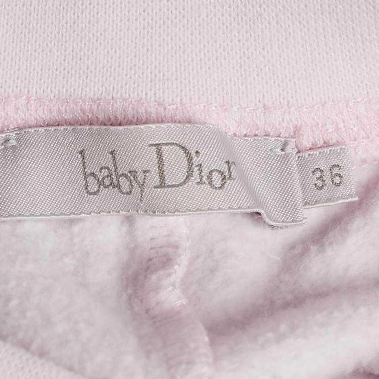 Pre Owned Baby Dior Pink Logo Print Cotton Knit Track Pants 36 M