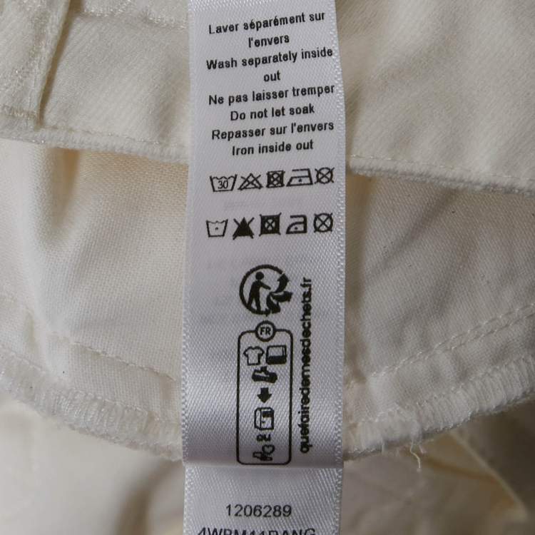 Pre Owned Dior Kids White Heart Logo Embossed Cotton Drill Wide Leg Trousers 13 Yrs