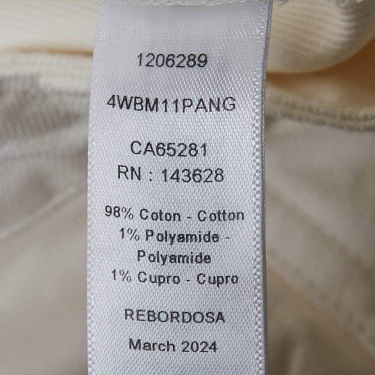 Pre Owned Dior Kids White Heart Logo Embossed Cotton Drill Wide Leg Trousers 13 Yrs