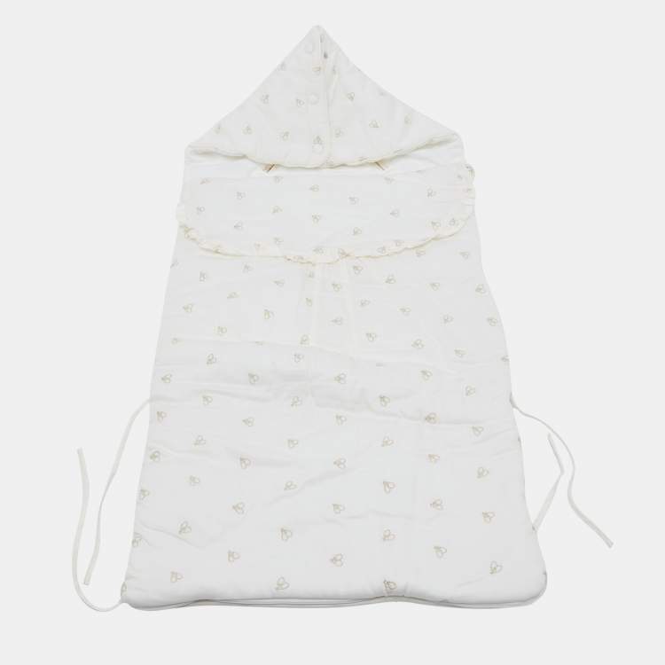 Pre Owned Baby Dior Off White Cotton Embroidered Sleeping Bag