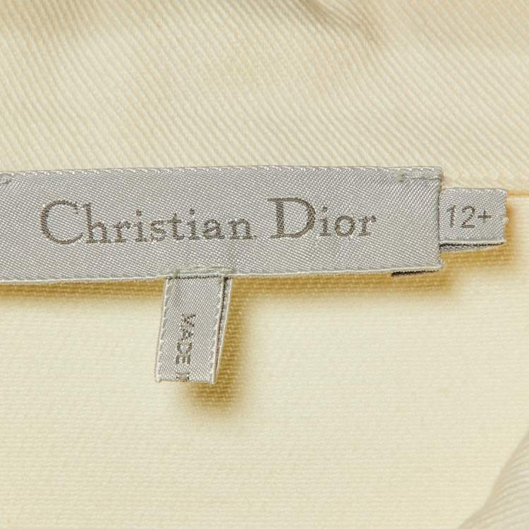 Pre Owned Dior Kids Cream Denim Logo Embroidered Jacket Size 12+ Yrs