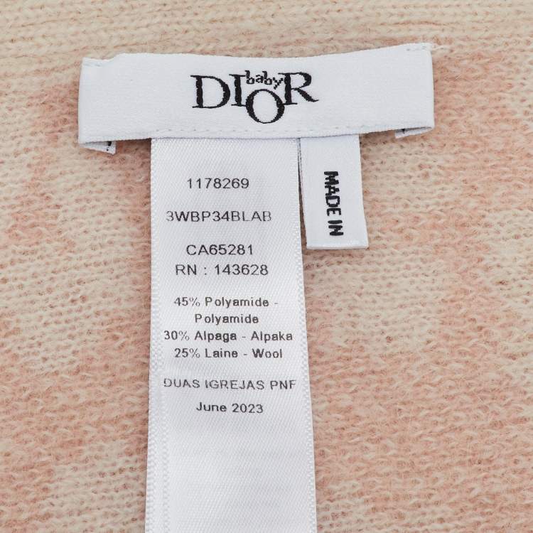 Pre Owned Baby Dior Light Pink Leopard Pattern Wool Knit Blanket