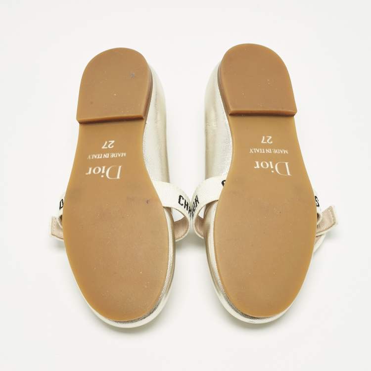 مملوكة مسبقًا حذاء باليرينا فلات ديور ميس B جلد ميتاليك مقاس 27