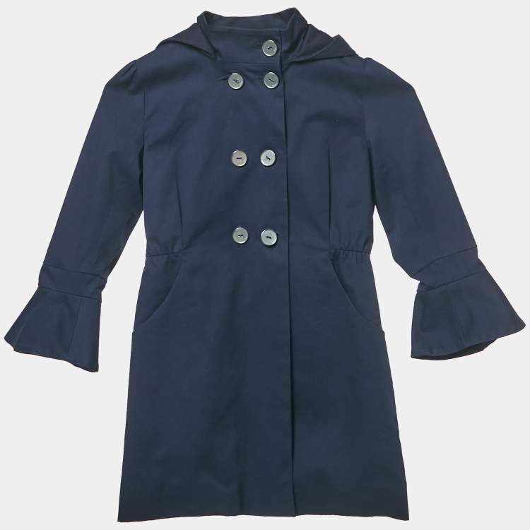 Pre Owned Christian Dior Kids Navy Blue Gabardine Double Breasted Coat 4Yrs