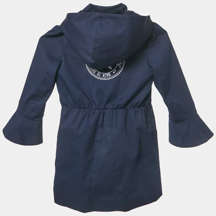 Pre Owned Christian Dior Kids Navy Blue Gabardine Double Breasted Coat 4Yrs