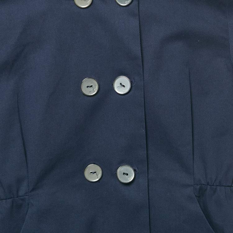 Pre Owned Christian Dior Kids Navy Blue Gabardine Double Breasted Coat 4Yrs