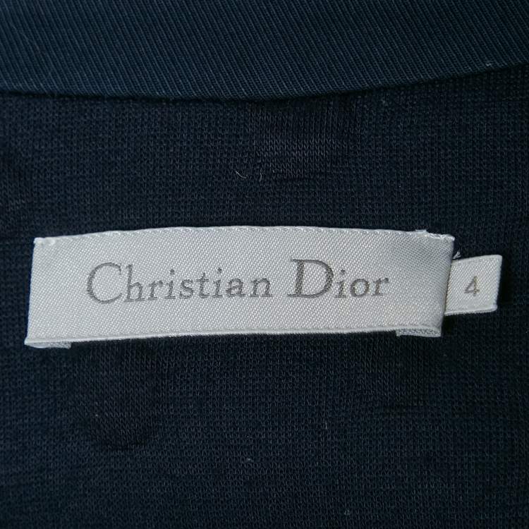 Pre Owned Christian Dior Kids Navy Blue Gabardine Double Breasted Coat 4Yrs
