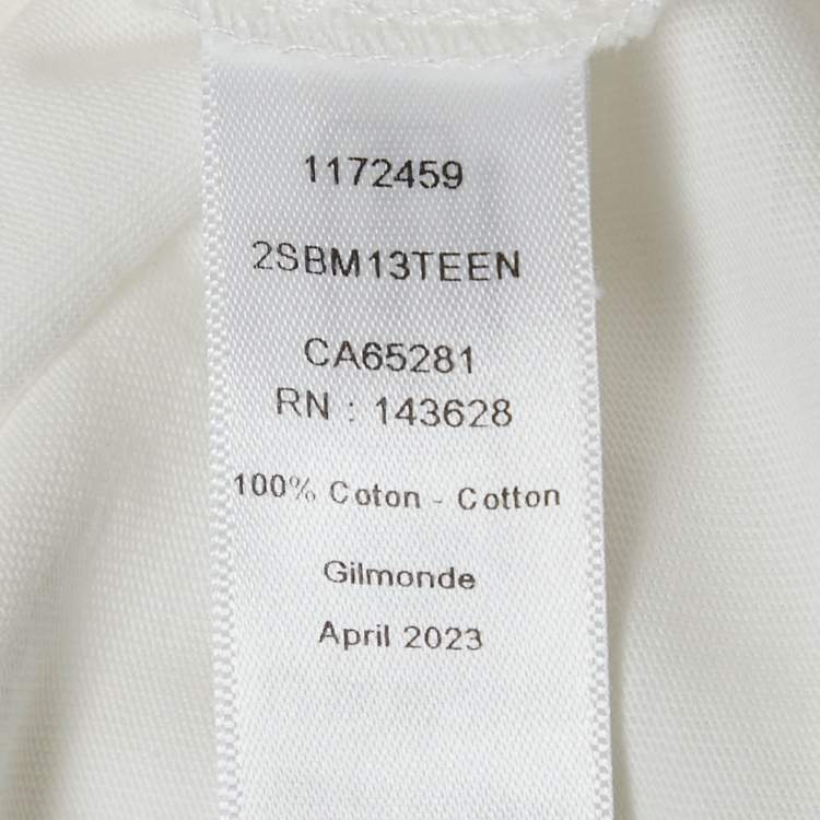 Pre Owned Dior Kids White Logo Embroidered Jersey T-Shirt 8Yrs