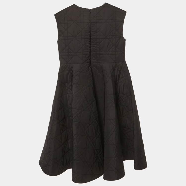 مملوكة مسبقًا Dior Kids Black Synthetic Macrocannage Flared Dress 8 Yrs