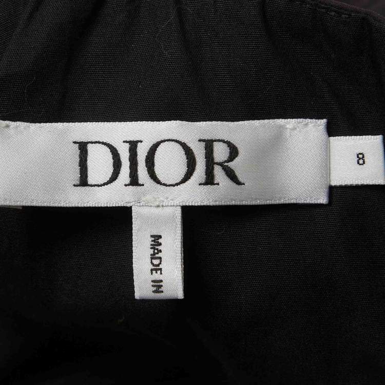 مملوكة مسبقًا Dior Kids Black Synthetic Macrocannage Flared Dress 8 Yrs