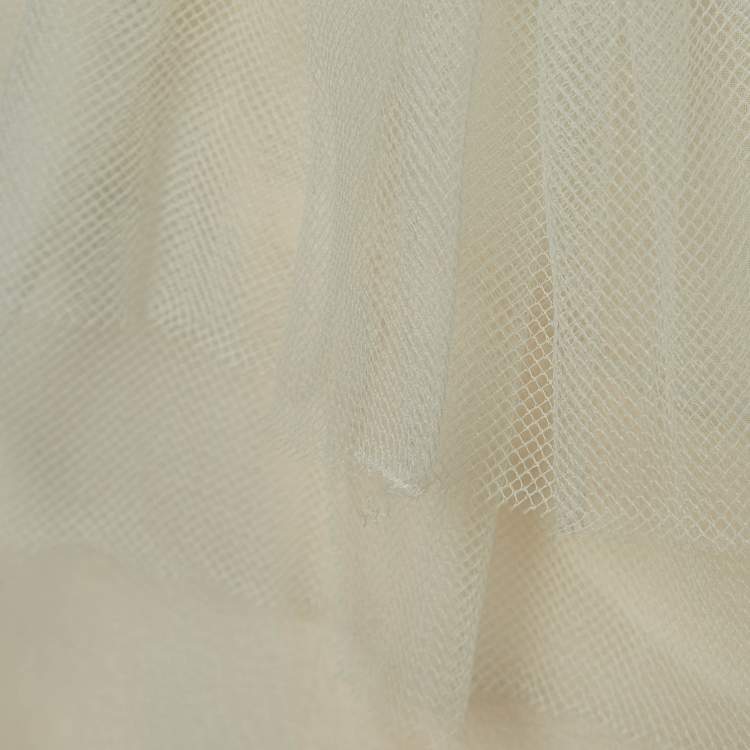 Pre Owned Dior Cream Tulle Ruffle Detail Long Sleeve Silk Blouse 8 Yrs