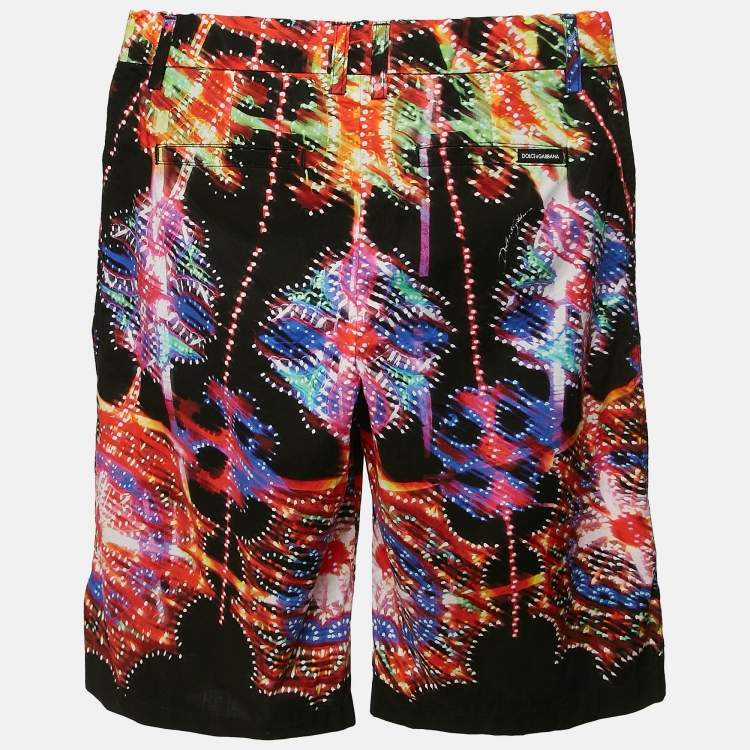 Pre Owned Dolce & Gabbana Kids Black Printed Cotton Bermuda Shorts 9/10 Yrs 
