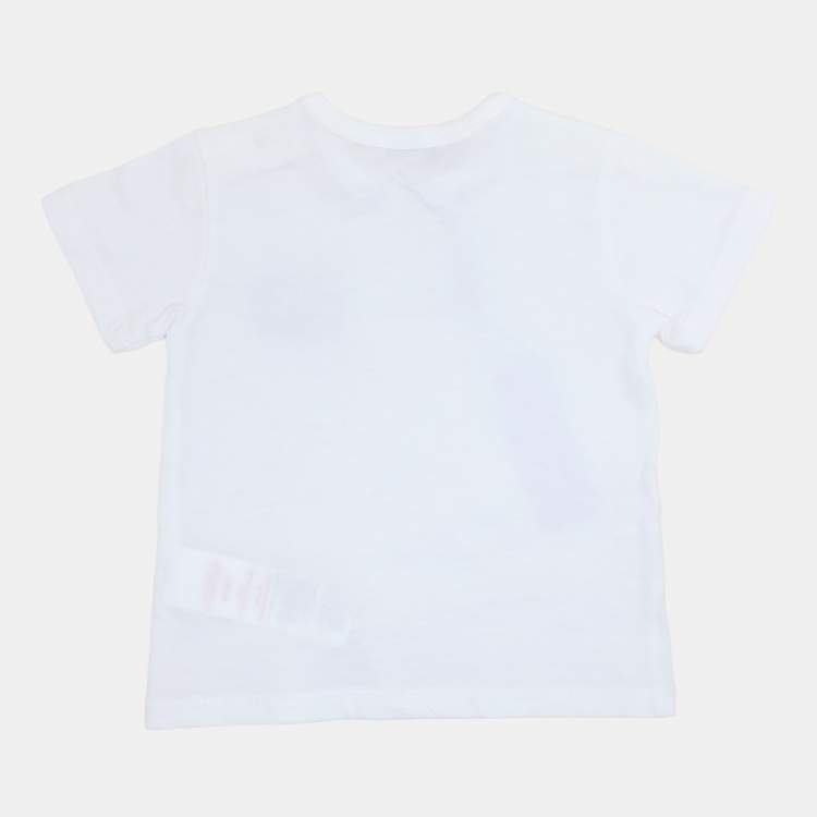Pre Owned Dolce & Gabbana White Jersey Logo T Shirt 6-9 Month