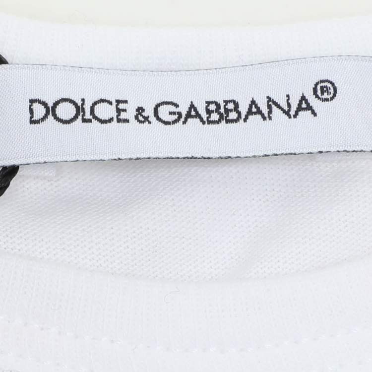 Pre Owned Dolce & Gabbana White Jersey Logo T Shirt 6-9 Month