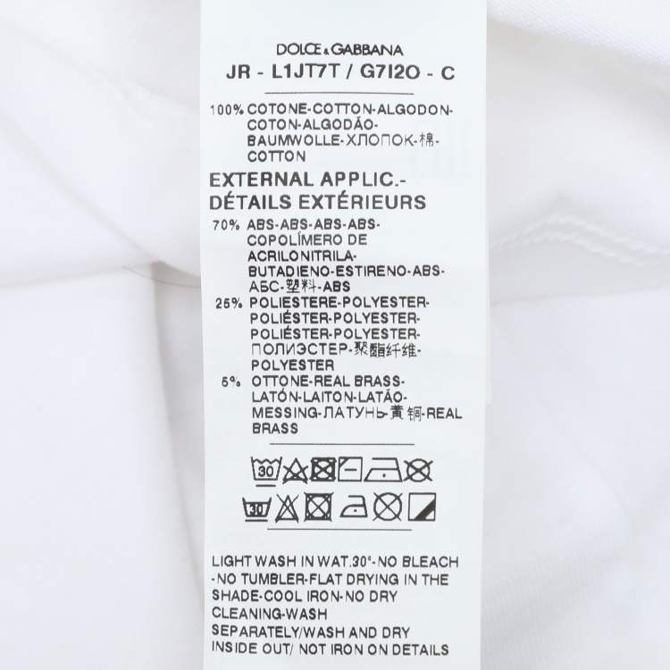 Pre Owned Dolce & Gabbana White Jersey Logo T Shirt 6-9 Month