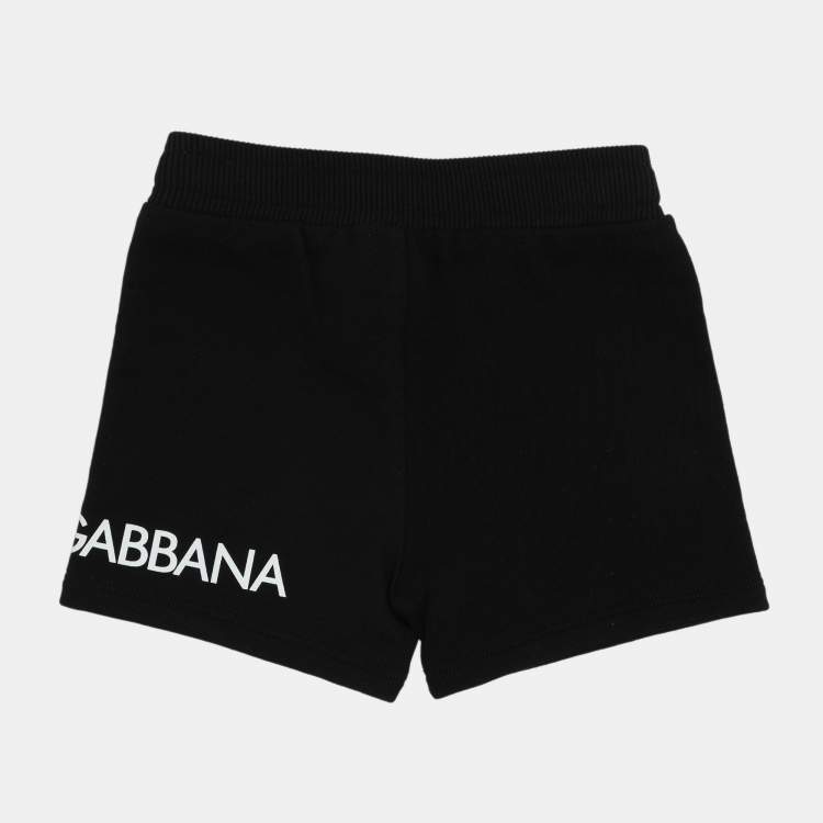 Pre Owned Dolce & Gabbana Black Knit Logo Print Shorts 6-9 Month