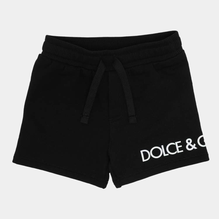 Pre Owned Dolce & Gabbana Black Knit Logo Print Shorts 6-9 Month