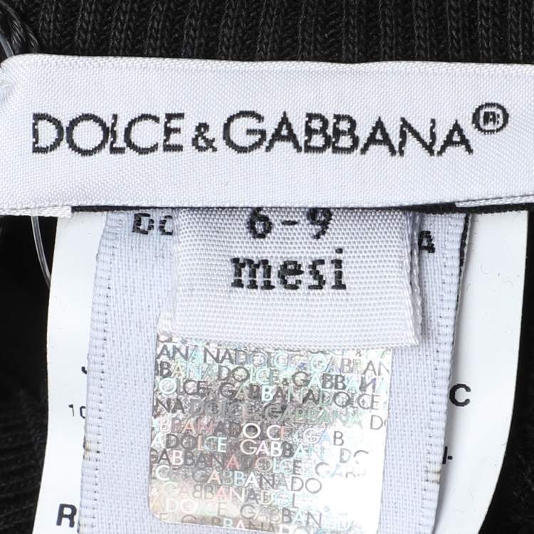 Pre Owned Dolce & Gabbana Black Knit Logo Print Shorts 6-9 Month