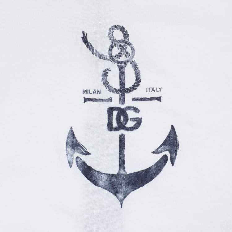 Pre Owned Dolce & Gabbana White Jersey Anchor Print T-Shirt 6-9 Month
