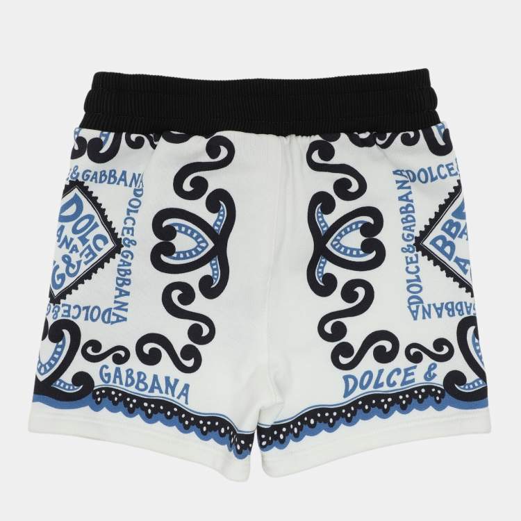 Pre Owned Dolce & Gabbana White Logo Print Knit Shorts 6-9 Month