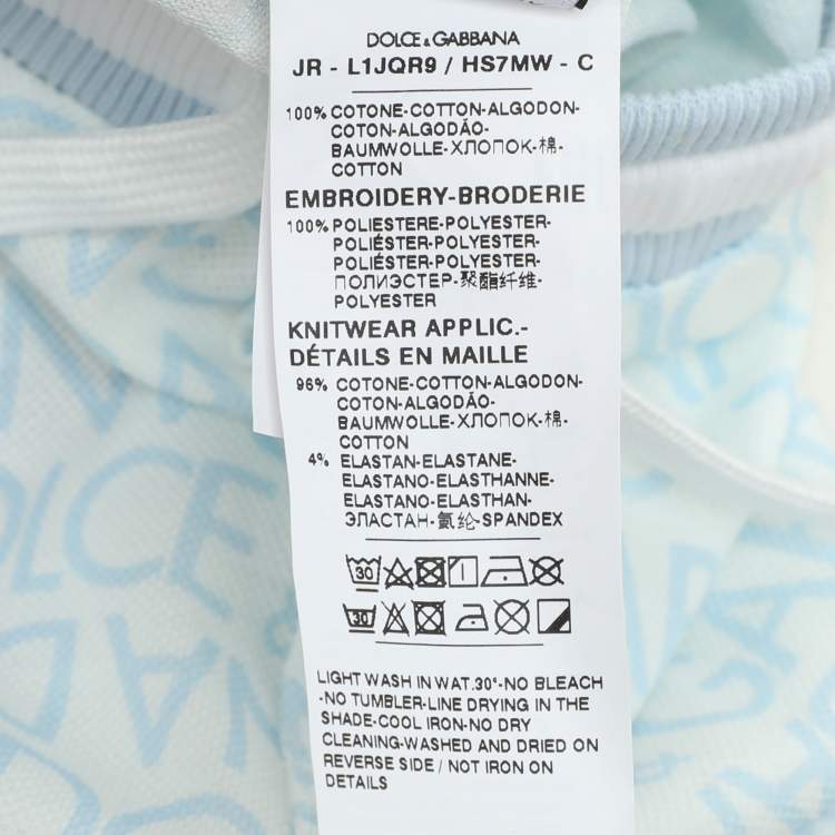 Pre Owned Dolce & Gabbana Blue/White Logo Print Knit Shorts 6-9 Month