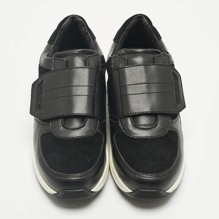 مملوكة مسبقًا Dolce & Gabbana Black Suede and Leather Low Top Sneakers Size 34