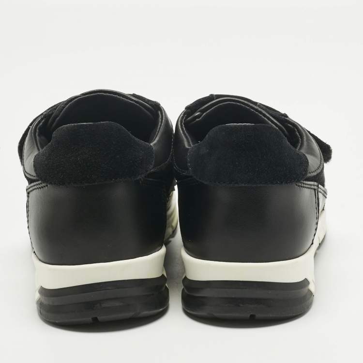 مملوكة مسبقًا Dolce & Gabbana Black Suede and Leather Low Top Sneakers Size 34